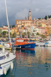 Menton, France. View Over Harbour to Town